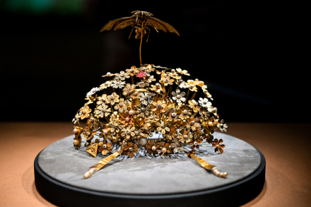 国博馆藏的闹蛾金钗是此次展览最受关注的展品之一。.JPG